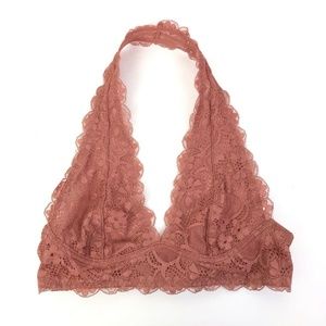 Free People Galloon Lace Halter Bralette Bronze XS